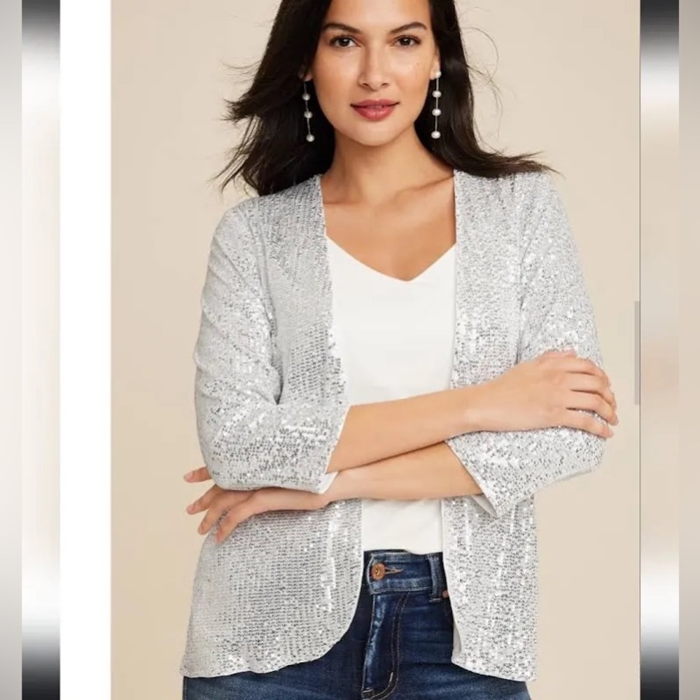 Maurices Silver Sequin Cardigan/Jacket 2X Like New!